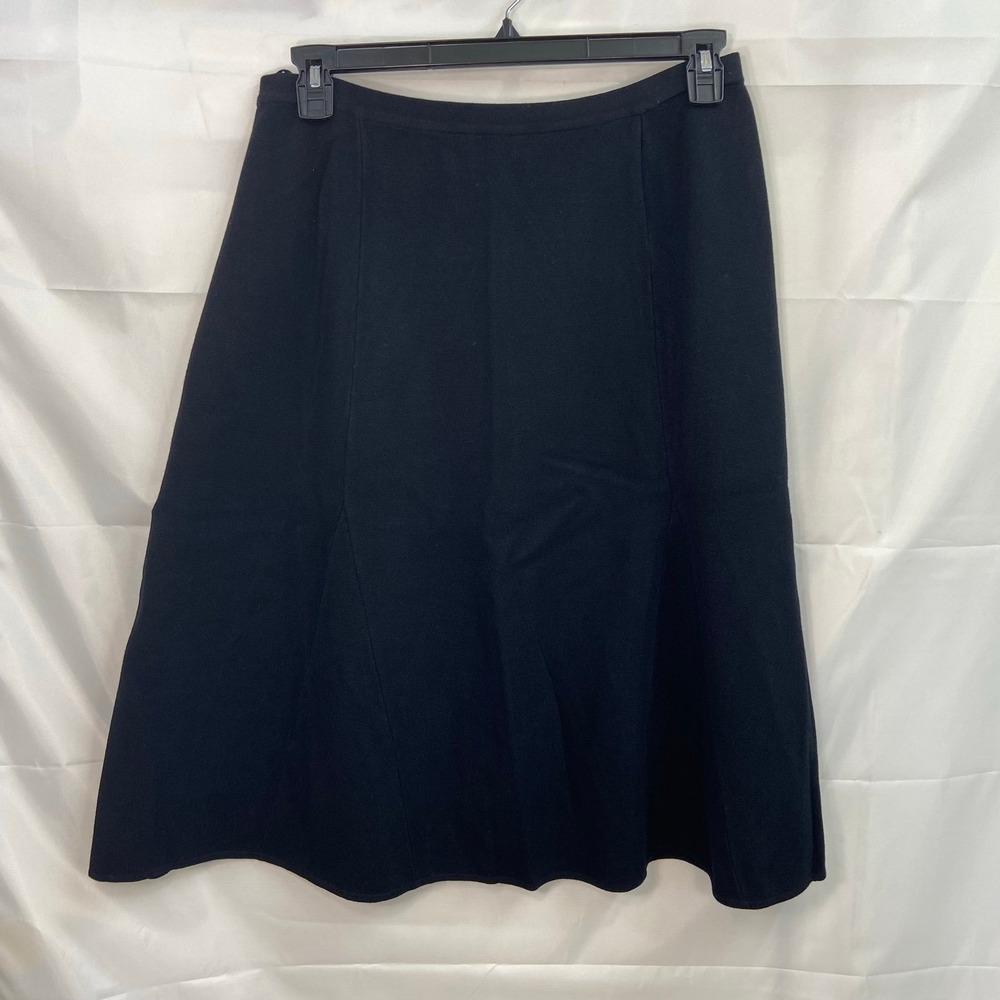 Jones New York women's black thick knit A-line skirt midi flare flowy casual M